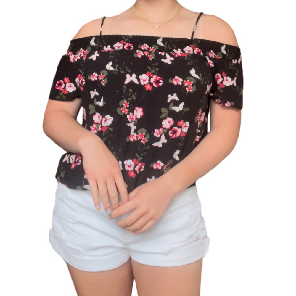 Epic Threads YL Black Floral Top